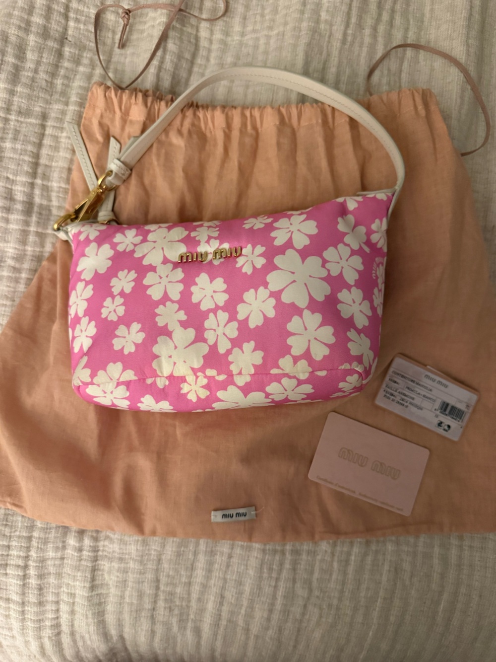 Miu Miu Pink Floral Nylon Bag